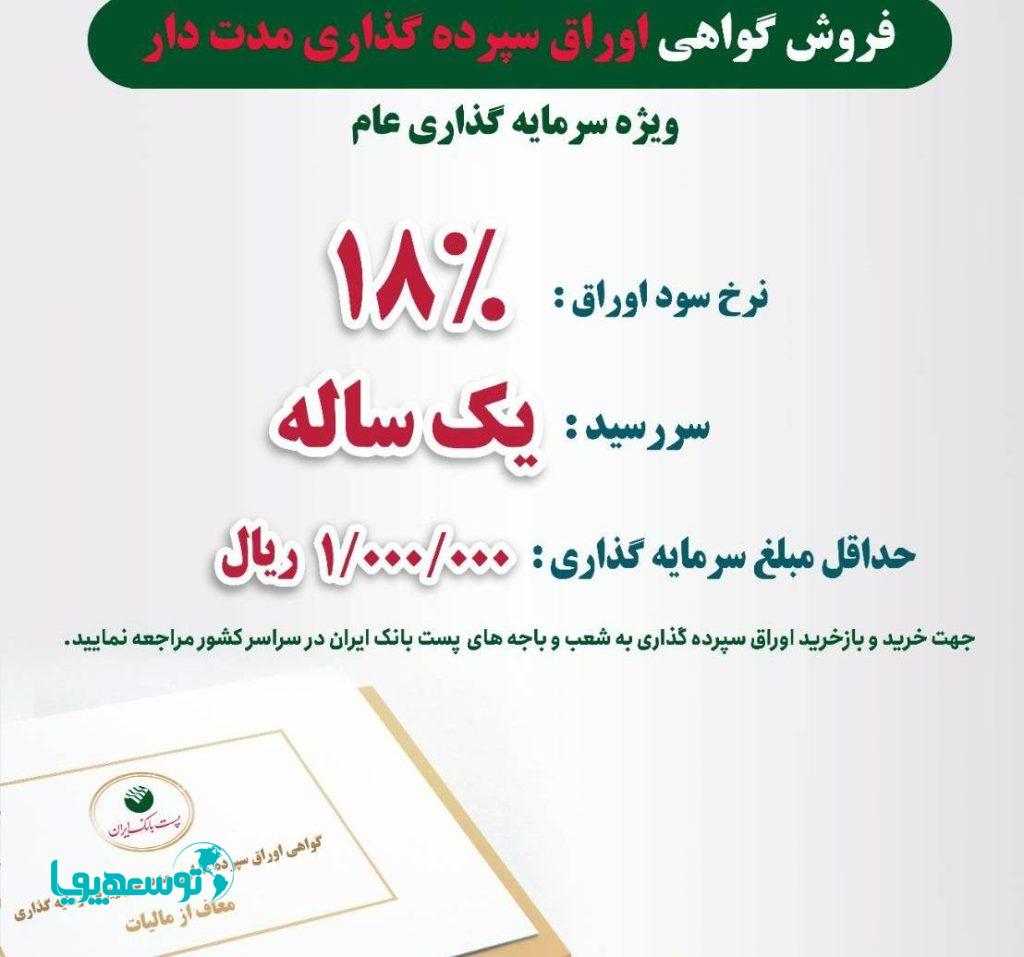 فروش و بازخرید اوراق گواهی سپرده مدت‌دار در باجه‌های بانکی روستایی پست بانک ایران